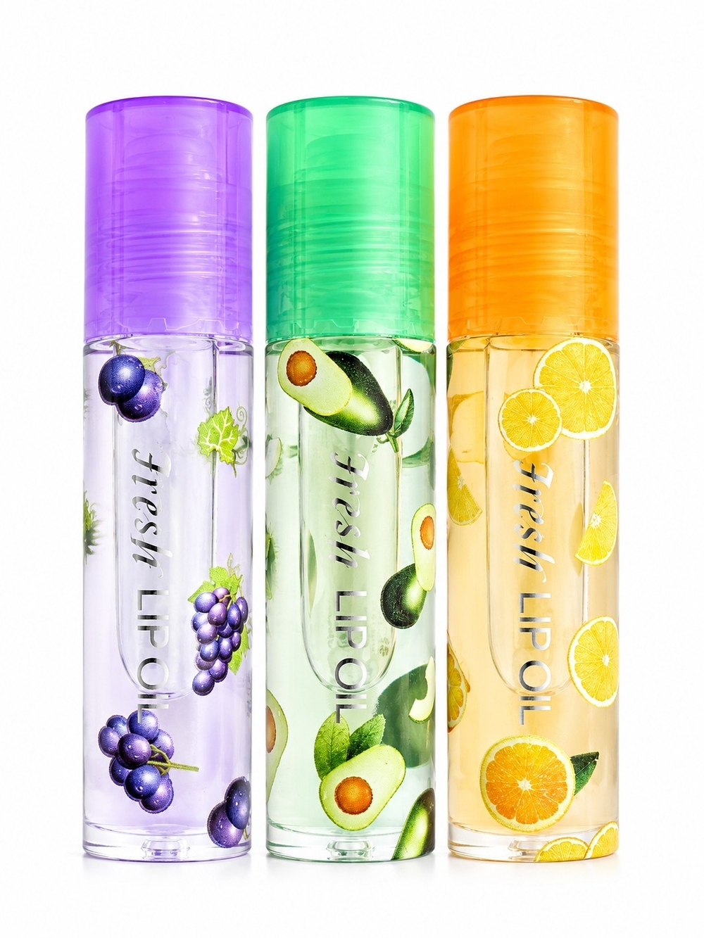 3PC. Clear Fruit Roll-On Lip Oil Set • Hydrating Gloss NEW